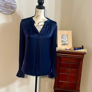 Magaschoni navy blue long sleeve blouse